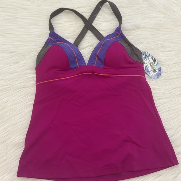 Prana Alta Tankini Rich Fuchsia Multi-Color Swim Top XS - Picture 3 of 15